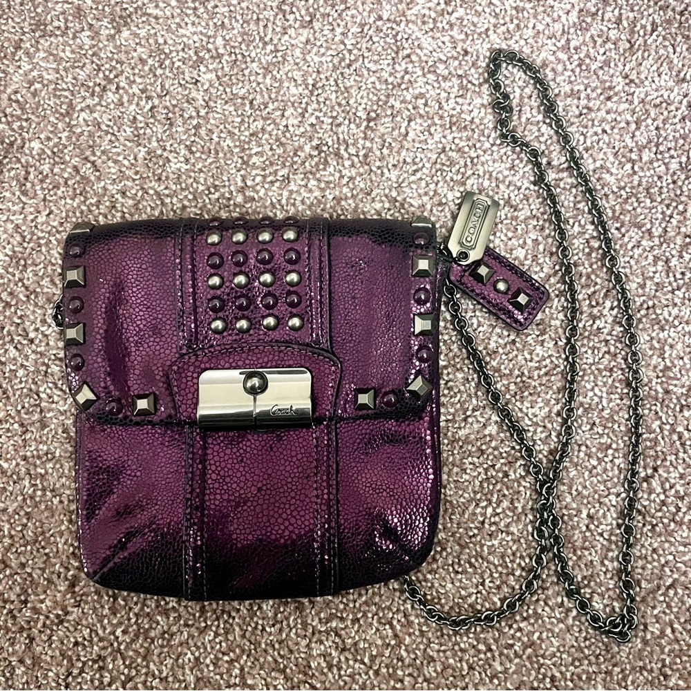 Coach Metallic Purple Crossbody Bag
